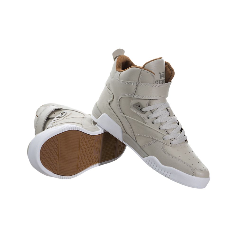 Baskets Montantes Supra Bleeker Grise Tan Khaki/White Homme | YYN-40993844